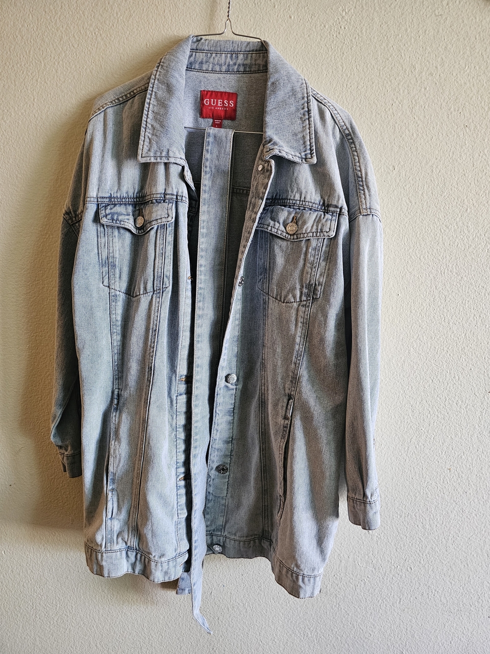 GUESS Oversized Light Wash Denim Jacket - Pale Blue